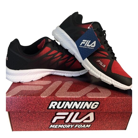 Fila Memory Fantom 6 Shoes Mens Size 9.5 Black Red Running Sneakers Memory Foam - Picture 1 of 9